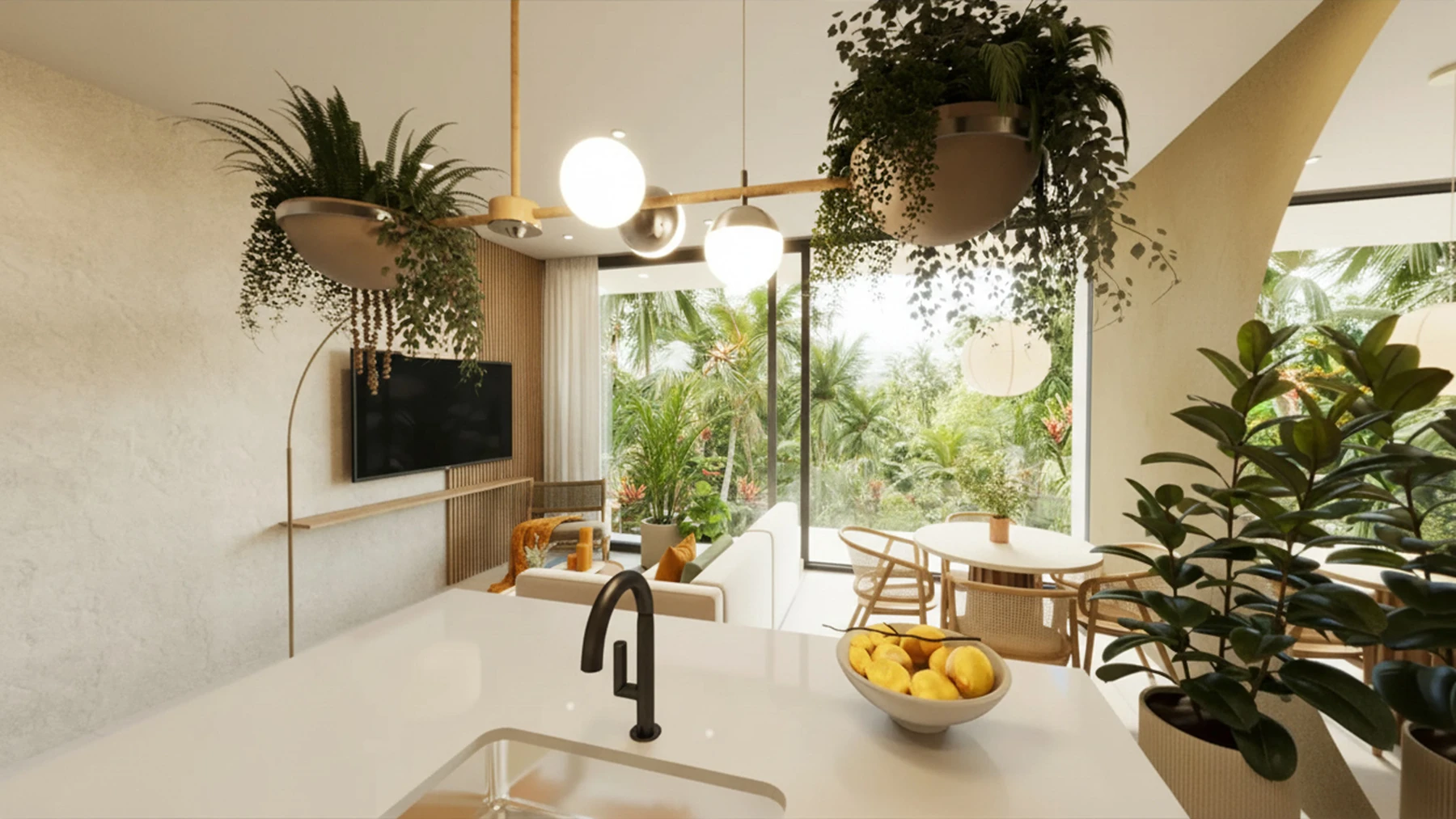Serena Blue Residences condo kitchen and dining rendering